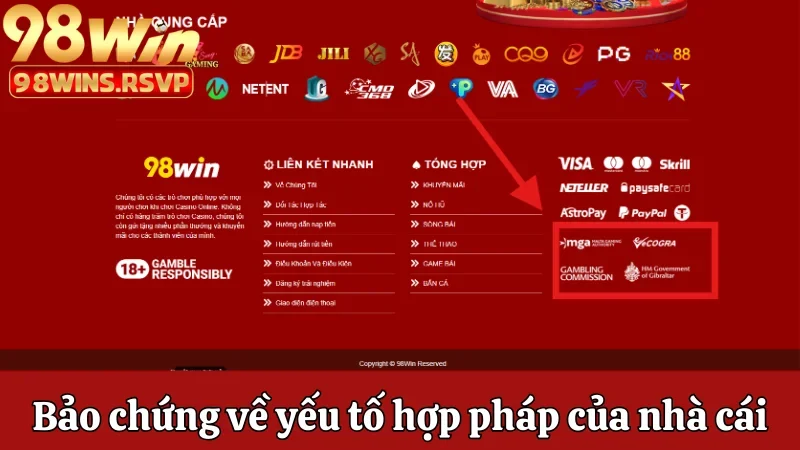 Nhà Cái 98win Có Lừa Đảo Không Và Sự Thật Cụ Thể Là Gì? 1 Bảo chứng về yếu tố hợp pháp của nhà cái